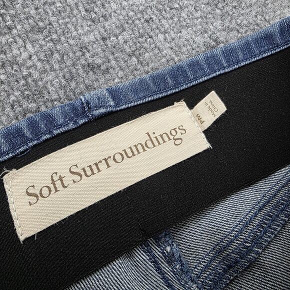 Soft Surroundings Jeans Womens Petite Medium Blue Pull On Straight Stretch Denim - Picture 2 of 16